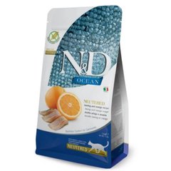 Farmina N&D Ocean Herring & Orange Neutered - Беззерновий сухий корм для стерилізованих котів з оселедцем та апельсином 5 кг