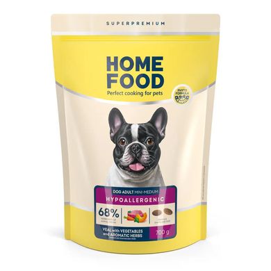 Home Food Dog Adult Mini-Medium Hypoallergenic - Гіпоалергенний сухий корм для дорослих собак малих та середніх порід, з телятиною та овочами, 0,7 кг