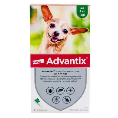 Advantix капли инсектоакарицидные для собак до 4 кг (4 пипетки)