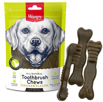 Wanpy Toothbrush Chews Chicken - Ванпі зубна щітка зі смаком курки ласощі для собак 100 г