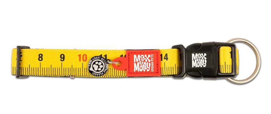 Max & Molly Smart ID Collar Ruler/XS - Ошейник Smart ID желтый с принтом линейки