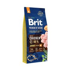 Brit Premium by Nature Junior M - Сухий корм для цуценят і молодих собак середніх порід з куркою 15 кг