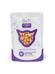 Brit Care Chicken & Cheese Kitten Pouch - Консерва для котят с курицей и сыром 80 г