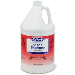 Davis 15 to 1 Shampoo Fragrance-Free - Девіс 1:15 шампунь з ароматом свіжості для собак та котів, концентрат 3,8 л