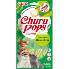 INABA Churu Pops - Лакомство для котов с тунцом и курицей 4 x 15 г
