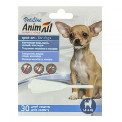 AnimAll VetLine spot-on - капли от блох, волосоедов и клещей для собак весом от 1,5 до 4 кг