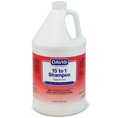 Davis 15 to 1 Shampoo Fragrance-Free - Дэвис 1:15 шампунь с ароматом свежести для собак и кошек, концентрат 3,8 л