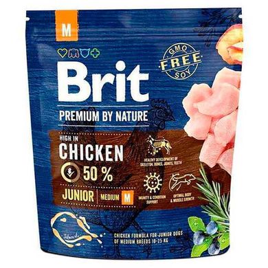 Brit Premium by Nature Junior M - Сухий корм для цуценят і молодих собак середніх порід з куркою 1 кг