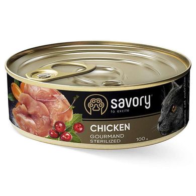 Savory Cat Adult Sterilized Chicken - Сейвори консервы для взрослых стерилизованных кошек с курицей 100 г