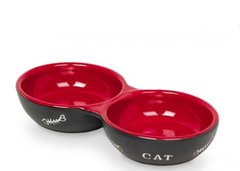 Nobby Керамическая двойная миска для воды и еды красно-черного цвета
