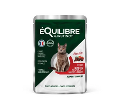 Equilibre & Instinct Кусочки в соусе для взрослых и стерилизованных кошек с говядиной, фасолью и томатами, пауч 85 г