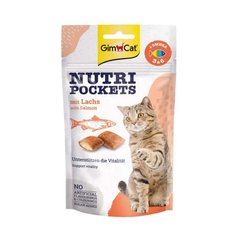 GimCat Nutri Pockets Salmon & Omega 3+6 - Витаминное лакомство для кошек с лососем и жирными кислотами 60 г