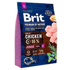 Brit Premium by Nature Junior S - Сухой корм для щенков и молодых собак мелких пород с курицей 3 кг
