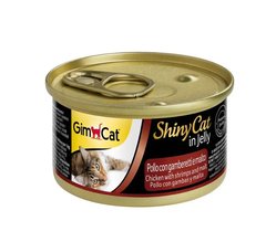 GimCat Shiny Cat in Jelly Chicken with Shrimps and Malt - Консерва для котів з куркою, креветками та солодом 70 г