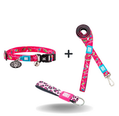 Комбо подарок Брелок Smart ID Cat Collar - Magical/1 size + Short Leash Magical/XS + Key Ring Leopard Pink/Tag