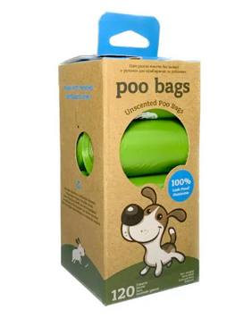 Poo Bags одноразові пакетики без запаху 120 шт (8 рулонів)