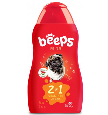 Beeps Dog Care Shampoo 2 In 1 - Шампунь для собак 2 в 1 с экстрактом овса и ароматом арбуза 502 мл