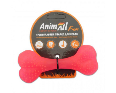 AnimAll Fun - Кісточка для собак, коралова, 8 см