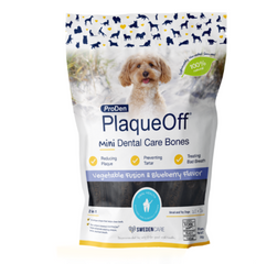 PlaqueOff System Mini Dental Care Bones - Жувальні кісточки для собак зі смаком овочів та чорниці 340 г