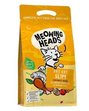 Сухой корм для взрослых кошек с избыточным весом Meowing Heads FAT CAT SLIM с курицей и лососем, 1,5 кг