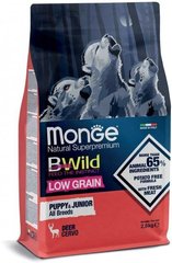 Monge BWild Low Grain Puppy & Junior Deer - Низкозерновой корм для щенков всех пород с олениной 15 кг