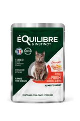 Equilibre & Instinct Кусочки в соусе для взрослых и стерилизованных кошек, 4 вкуса, пауч 85 г