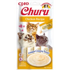 INABA Churu Chicken - Ласощі для котів вершковий мус у стіках з куркою 4 x 14 г