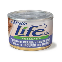 LifeCat консерва для котов тунец с окунем и креветками 150 г