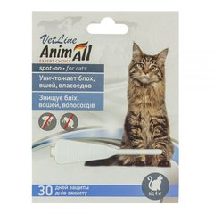 AnimAll VetLine Капли против блох, вшей, волосоидов для кошек от 4 до 10 кг, 1 мл