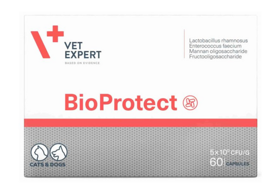 VetExpert BioProtect - Биопротект для нормализации желудочно-кишечного тракта собак и кошек, 60 капсул
