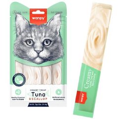 Wanpy Creamy Lickable Treats Tuna & Scallop - Ванпи лакомства для кошек палочки с тунцем и морской расческой 70 г