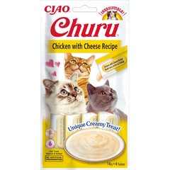 INABA Churu - Ласощі для котів вершковий мус у стіках курка з сиром 4 x 14 г