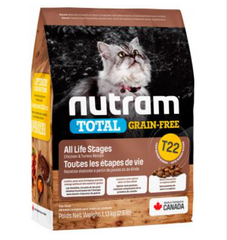 Nutram T22 Grain-Free New - Корм ​​для котів різного віку з індичкою та куркою 1,13 кг