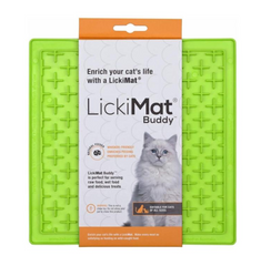 LickiMat Buddy Каучуковий килимок для ласощів для котів зелений