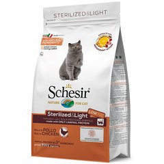 Schesir Cat Sterilized & Light ШЕЗИР СТЕРИЛИЗОВАННЫЕ ЛАЙТ КУРИЦА сухой монопротеиновый корм для стерилизованных кошек и кастрированных котов, для котов склонных к полноте 400 г