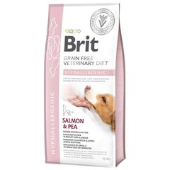 Brit GF Veterinary Diet Dog Hypoallergenic - Беззерновой сухой корм при пищевой аллергии для собак с лососем, горохом и гречкой 12 кг