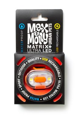 Светодиодный фонарик для собак на ошейник Max & Molly Matrix Ultra LED Safety/Hanging Pack, оранжевый (подвесной)