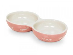 Nobby Керамическая двойная миска для воды и еды розового цвета