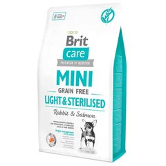 Brit Care Mini Grain Free Light & Sterilised - Беззерновой сухой корм для взрослых собак мелких и миниатюрных пород с кроликом и лососем 7 кг