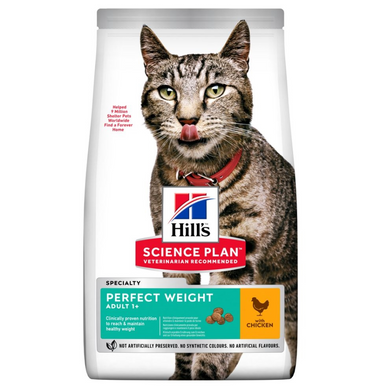 Hill's Science Plan Adult Perfect Weight - Сухой корм для поддержания оптимального веса взрослых кошек с курицей 1,5 кг