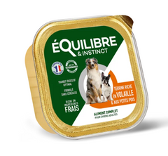 Equilibre & Instinct Паштет для взрослых собак с мясом птицы и зеленым горошком, ламистер 300 г