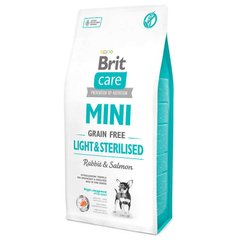 Brit Care Mini Grain Free Light & Sterilised - Беззерновий сухий корм для дорослих собак дрібних та мініатюрних порід з кроликом та лососем 2 кг