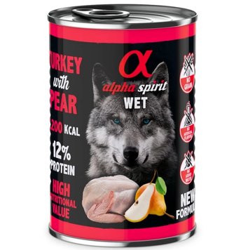 Alpha Spirit Dog Turkey with Pear - Вологий корм для дорослих собак з індичкою та грушами 400 г