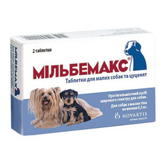 Мільбемакс (Milbemax) антигельмінтик для дрібних порід та для цуценят, 2 таблетки