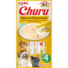 INABA Churu - Лакомство для кошек сливочный мусс в стиках с тунцом и сыром 4 x 14 г