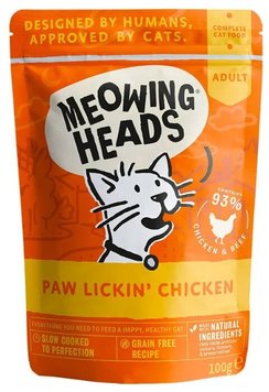 Пауч для дорослих котів Meowing Heads Paw Lickin’ CHICKEN з куркою, 100 г