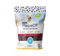 PlaqueOff System Dental Care Bones - Жувальні кісточки для собак зі смаком індички та журавлини 482 г