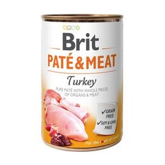 Brit Pate & Meat Dog Turkey - Паштет с целыми кусочками индейки и курицы, 400 г