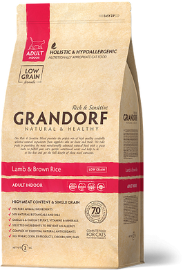 Grandorf Lamb and Turkey Adult Indoor - Грандорф сухий комплексний корм для дорослих котів з ягням та індичкою 2 кг