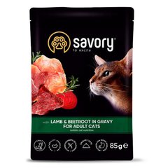 Savory Adult Cat Pouch with Lamb & Beetroot in Gravy - Сейворі пауч для дорослих кішок з ягням та буряком 85 г